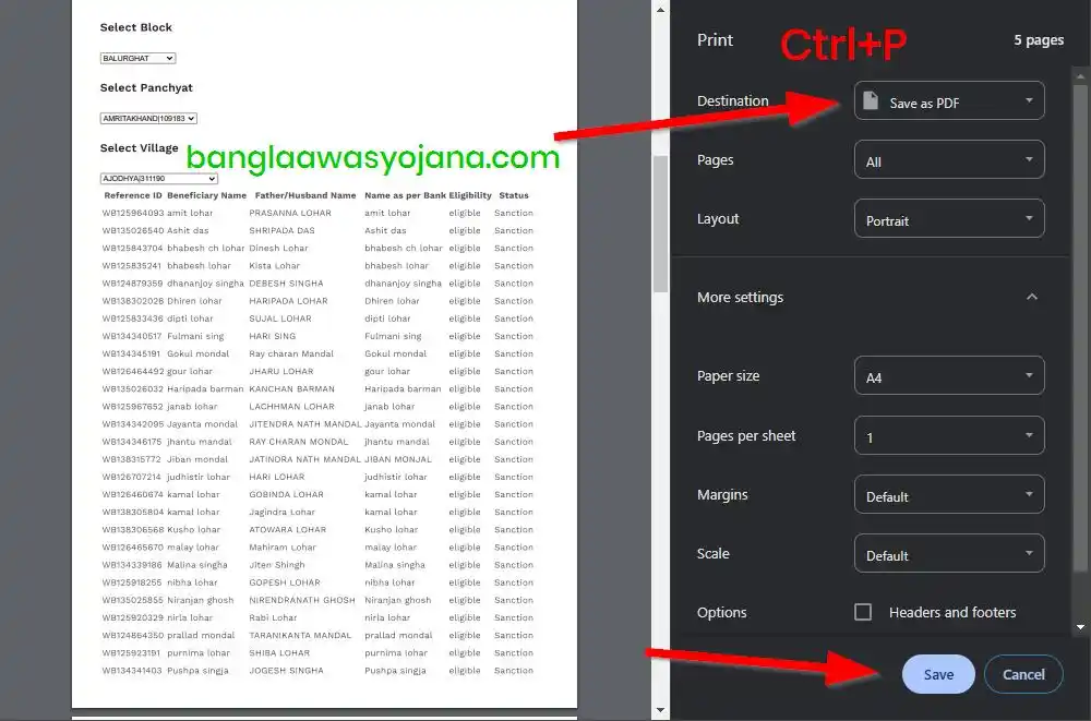 Dakshin Dinajpur Bangla Awas Yojana list 2025 PDF Download